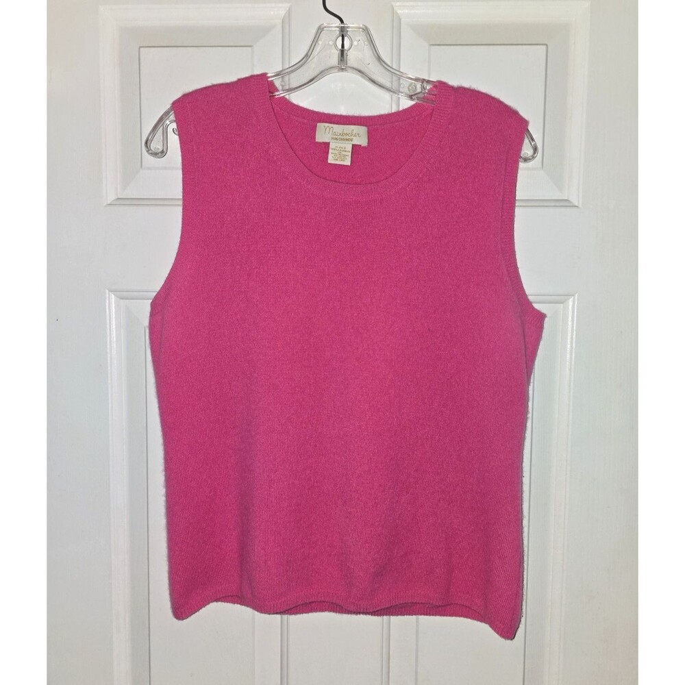 Mainbocher 100% Pure Cashmere Sweater Top Pink Shell XL Quiet Timeless Luxury